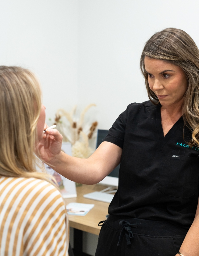 Nurse Brooke with cosmetic injectable client
